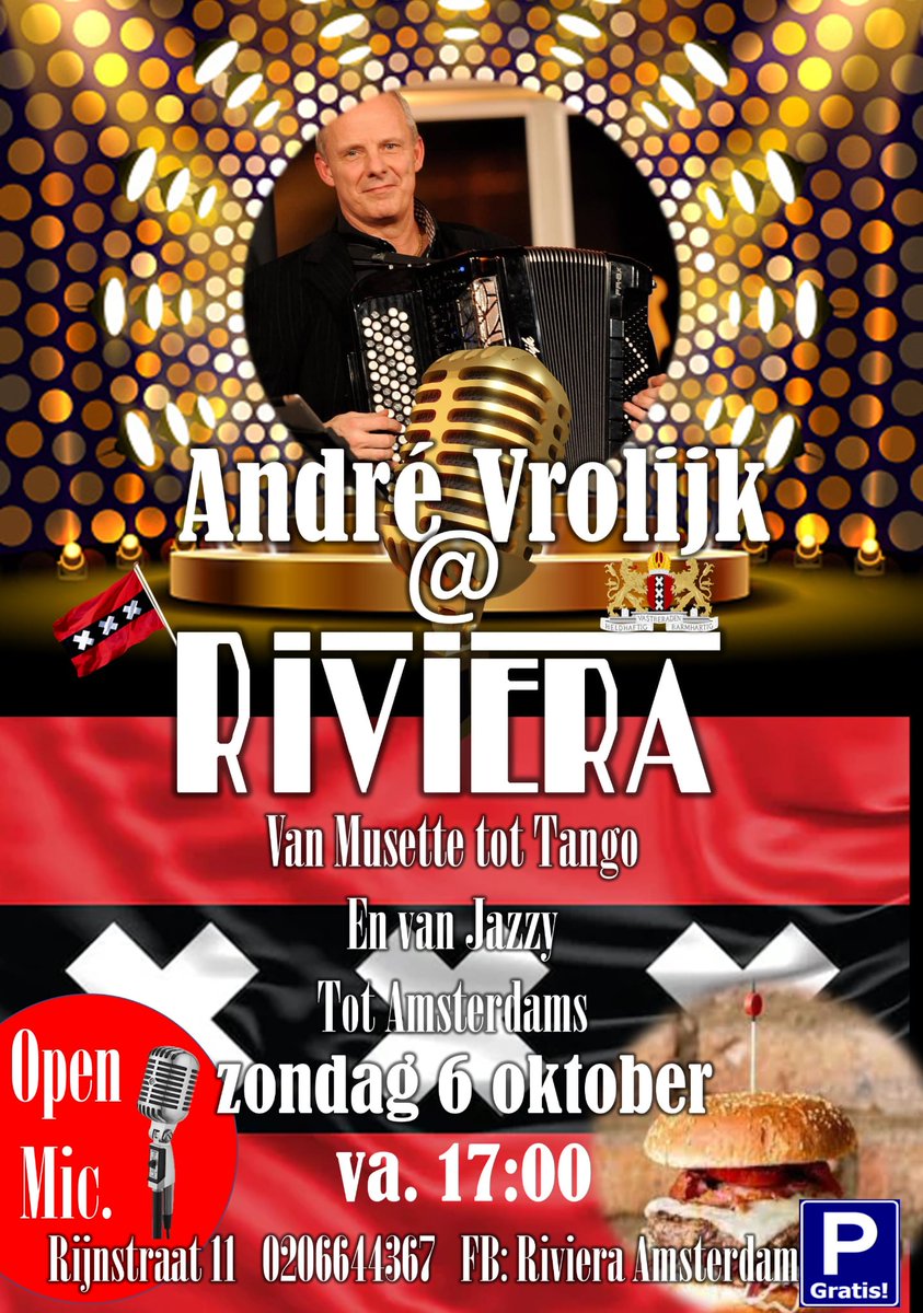 Josevanderspek's tweet photo. Héérlijk écht Amsterdams feest !!! Kom zondag naar Rivièra lekker eten lekker genieten!!! https://t.co/wJAWunnRBR