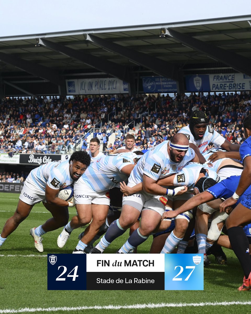 😍 𝑉𝑖𝑐𝑡𝑜𝑖𝑟𝑒𝑒𝑒𝑒𝑒

Victoire des Ciel &amp; Blanc en terre bretonne ! 

Rendez-vous la semaine prochaine face au RC Toulon 🎟️ tinyurl.com/pack2matchs

#RacingFamily | #RCVR92