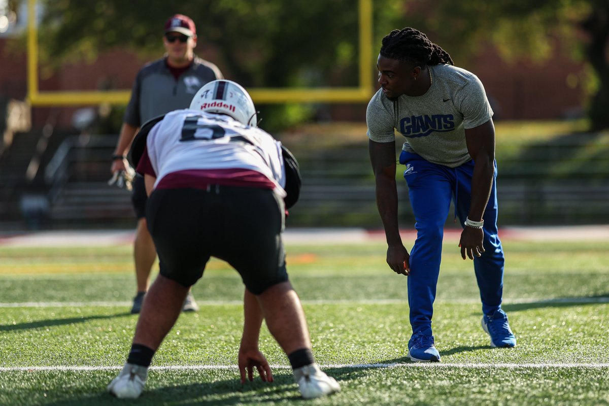 Earlier this week, Benton Whitley, Casey Rogers, and Dante Miller surprised the Nutley High School football team with a $10,000 equipment grant from The Giants Foundation!

After the surprise, our players shared their journey to the NFL and helped coach different position groups