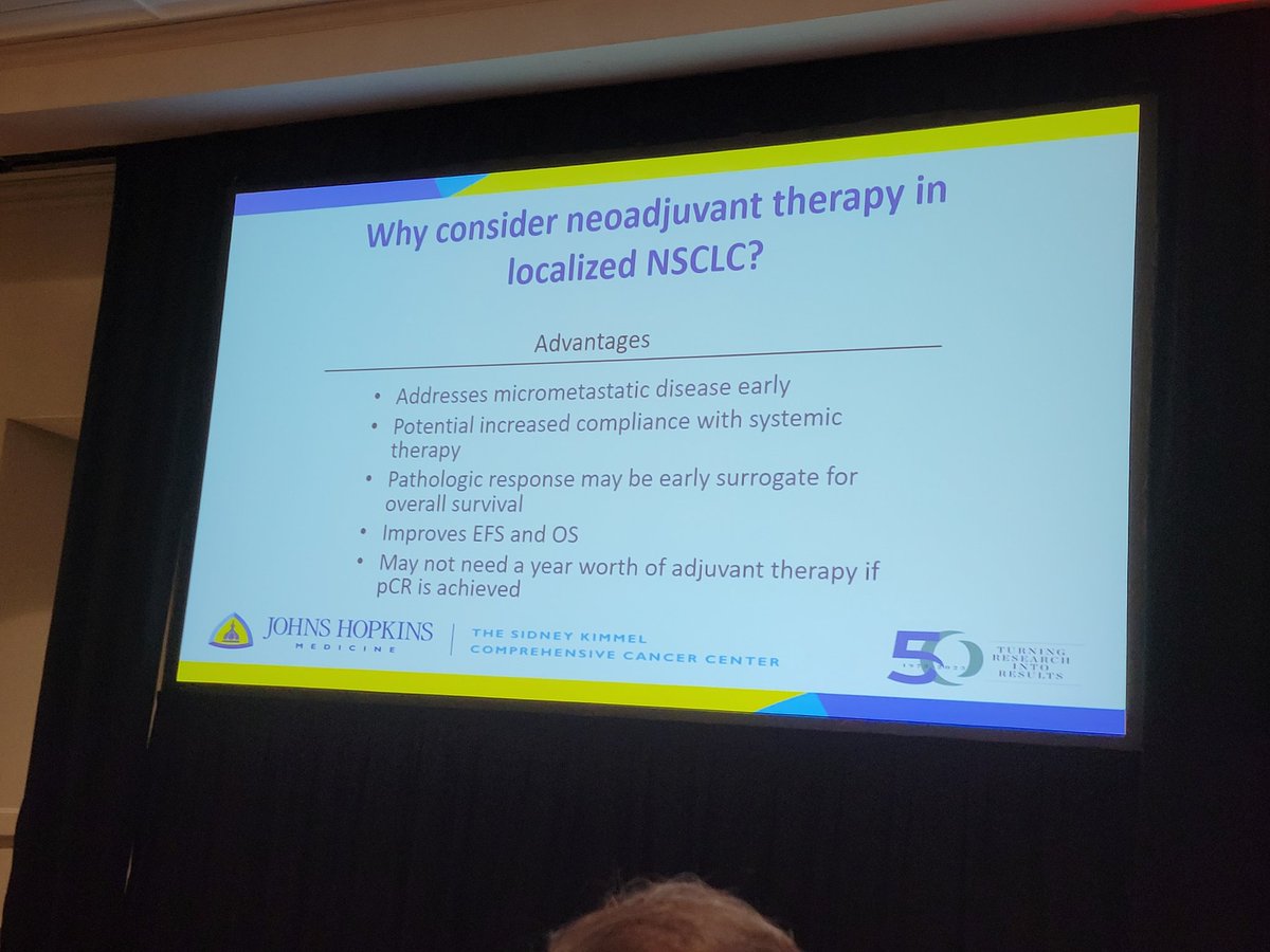 Joshua Reuss (@joshua_reuss) on Twitter photo Drs. <a href="/MMarmarelis/">Melina Marmarelis</a> and <a href="/JulieBrahmer/">Dr. Julie Brahmer</a> go expert-a-expert on neoadjuvant vs adjuvant therapy in resectable NSCLC at #FoxChaseLungCME. Great that evolution in this space has afforded us the opportunity to even hold this discussion! Drs. <a href="/MMarmarelis/">Melina Marmarelis</a> and <a href="/JulieBrahmer/">Dr. Julie Brahmer</a> go expert-a-expert on neoadjuvant vs adjuvant therapy in resectable NSCLC at #FoxChaseLungCME. Great that evolution in this space has afforded us the opportunity to even hold this discussion!