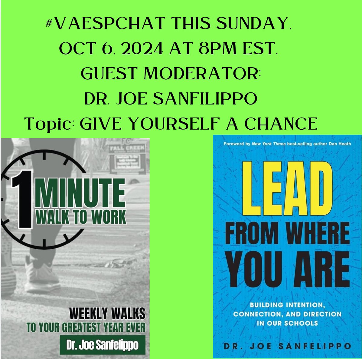 Dr. Andrew Buchheit (@andrewbuchheit) on Twitter photo #VAESPCHAT this Sunday,
Oct 6, 2024 at 8pm EST.
Guest Moderator:
Dr. Joe Sanfilippo
Topic: Give yourself a chance <a href="/Joe_Sanfelippo/">Joe Sanfelippo</a> <a href="/Empathic_Paws/">Dr. Jessica Maricevic</a> <a href="/DrChrisCulver/">Dr. Chris Culver</a> <a href="/MrSchuReads/">John Schu</a> <a href="/DonovanSmalls2/">Dr. Donovan Smalls II</a> @LaVonnaRoth <a href="/nickiatquest/">Nicki Slaugh</a> <a href="/newfrontier21/">Dr. Anthony Muhammad</a> <a href="/drorzel/">Dr. Courtney Orzel</a> <a href="/mrscarlyott/">Carly Ott</a> <a href="/OrganicLeaderVB/">Akilah Ellison🌼</a> <a href="/NAEYC/">NAEYC</a> #VAESPCHAT this Sunday,
Oct 6, 2024 at 8pm EST.
Guest Moderator:
Dr. Joe Sanfilippo
Topic: Give yourself a chance <a href="/Joe_Sanfelippo/">Joe Sanfelippo</a> <a href="/Empathic_Paws/">Dr. Jessica Maricevic</a> <a href="/DrChrisCulver/">Dr. Chris Culver</a> <a href="/MrSchuReads/">John Schu</a> <a href="/DonovanSmalls2/">Dr. Donovan Smalls II</a> @LaVonnaRoth <a href="/nickiatquest/">Nicki Slaugh</a> <a href="/newfrontier21/">Dr. Anthony Muhammad</a> <a href="/drorzel/">Dr. Courtney Orzel</a> <a href="/mrscarlyott/">Carly Ott</a> <a href="/OrganicLeaderVB/">Akilah Ellison🌼</a> <a href="/NAEYC/">NAEYC</a>