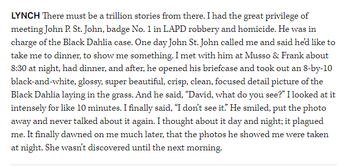 I’ve heard David Lynch tell this story before, but every time it gives me chills.