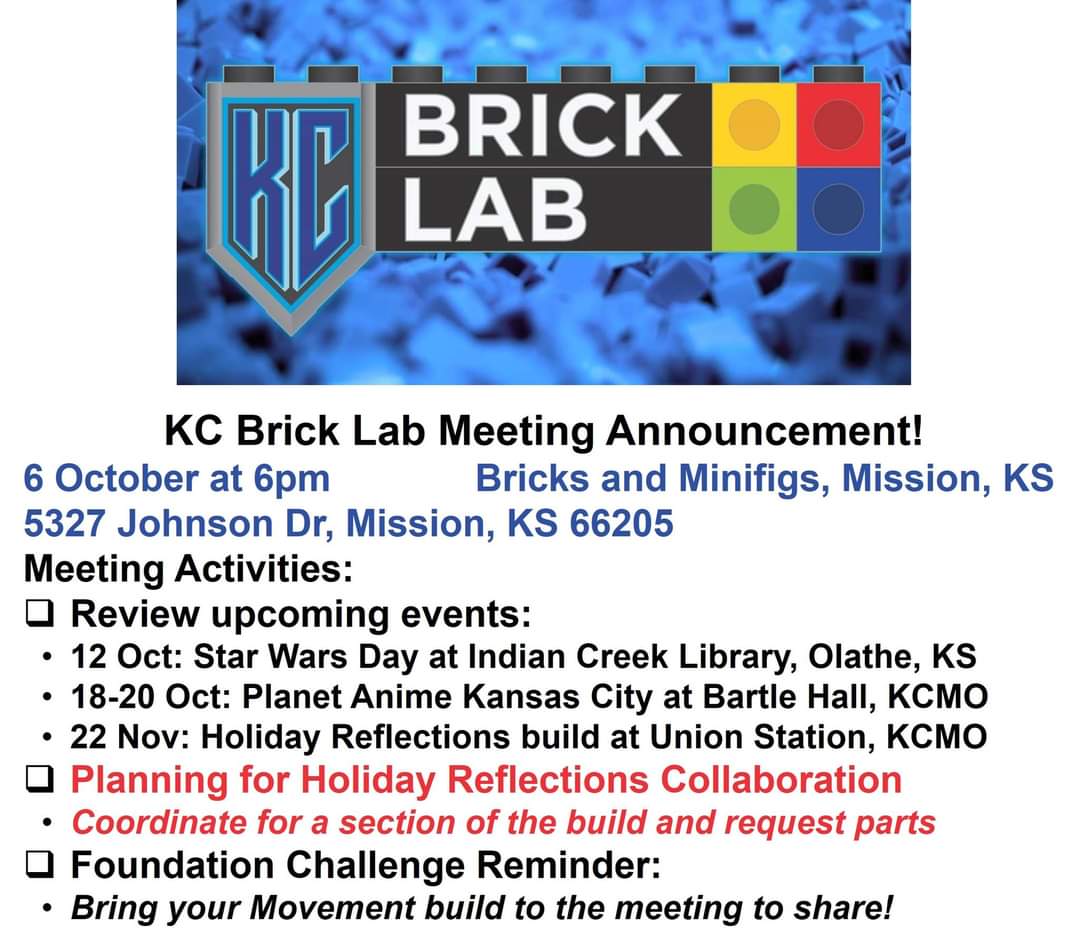 October meeting on Sunday at Bricks and Minifigs.  See you there!
#legoclub <a href="/LEGO_Group/">LEGO</a>