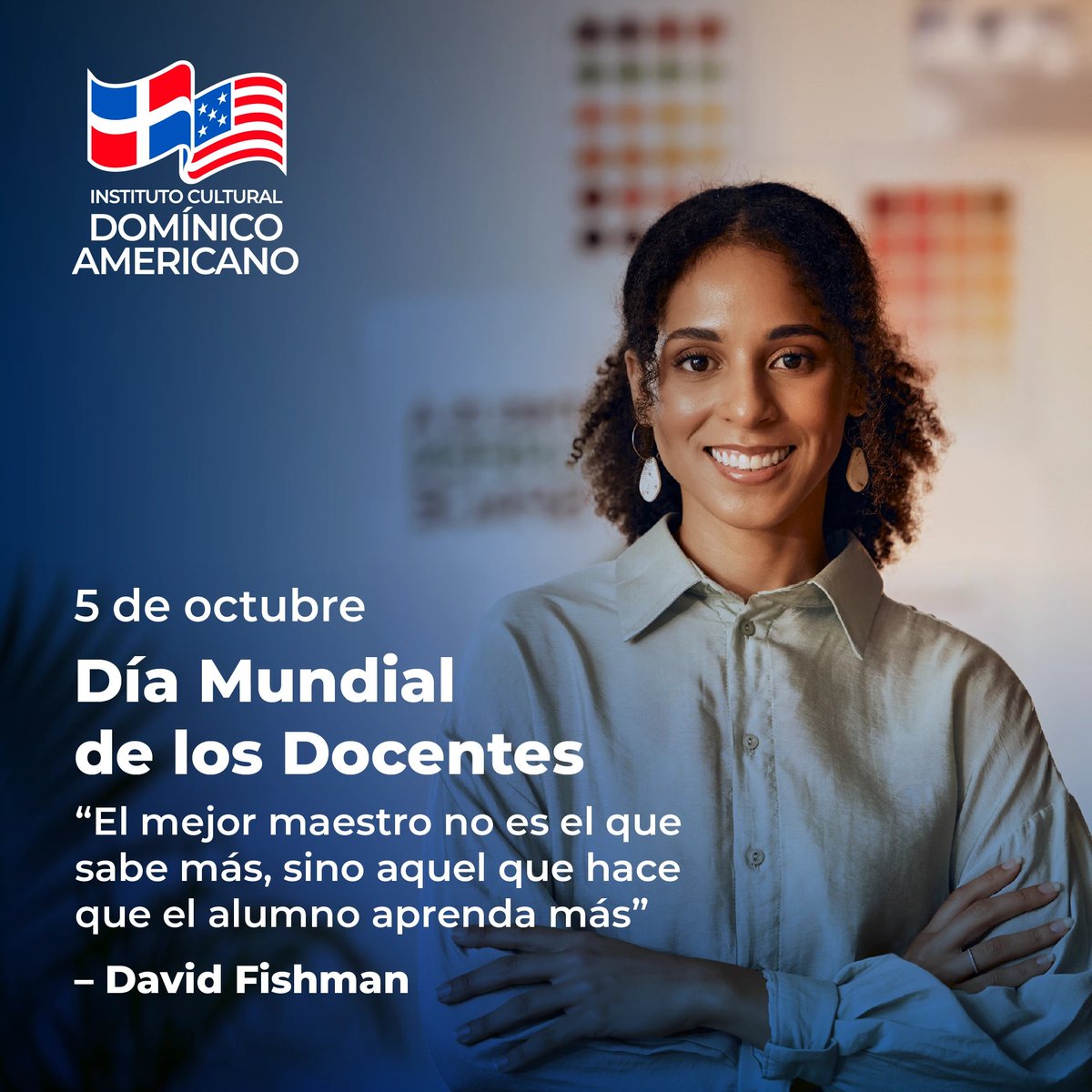Hoy celebramos el Día Mundial de los Docentes, un momento especial para reconocer el invaluable trabajo de quienes dedican su vida a enseñar y guiar. 

¿Quién fue ese maestro que dejó huella en ti? ¡Comparte tu historia en los comentarios! 👩‍🏫❤️

 #DomínicoAmericano #ICDA