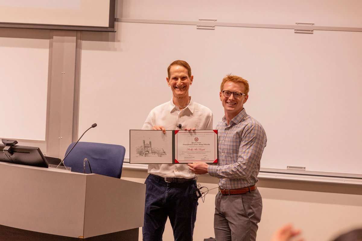 ReillyAlexS's tweet photo. It was a tremendous honor to receive the inaugural Gary D. Stormo Fellowship, &amp; to share the stage with these leaders in genetics &amp; computational biology. Thank you to @gdstormo, @ScientistAtLarj for his excellent talk, @gzhao11 for organizing this event, @twang5 &amp; @WashUGenetics https://t.co/cpW319jkkM