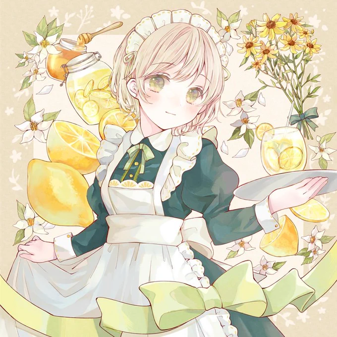 今日はレモンの日と知ったので滑り込み…去年描いたレモンメイドちゃんですが今でもお気に入りです#レモンの日 