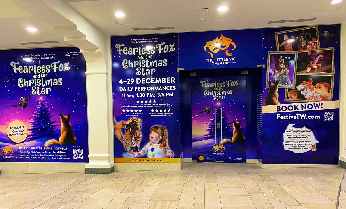GreenHippoPrint's tweet photo. Graphics up for Fearless Fox &amp; the Christmas Star in RVP, Tun Wells, just in time for the weekend! 🦊 Just need to book our tickets now… https://t.co/1igiTP6Psn