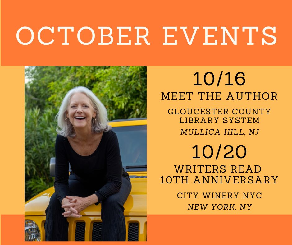 OCTOBER EVENTS:
10/16: Meet the Author <a href="/GCLibS/">Gloucester County Library System</a> 
Mullica Hill, NJ
FREE
.
10/20: <a href="/WritersReadOrg/">Writers Read</a> 
10th Anniversary Celebration
<a href="/CityWineryNYC/">City Winery</a> 
TIX at citywinery.com/new-york-city