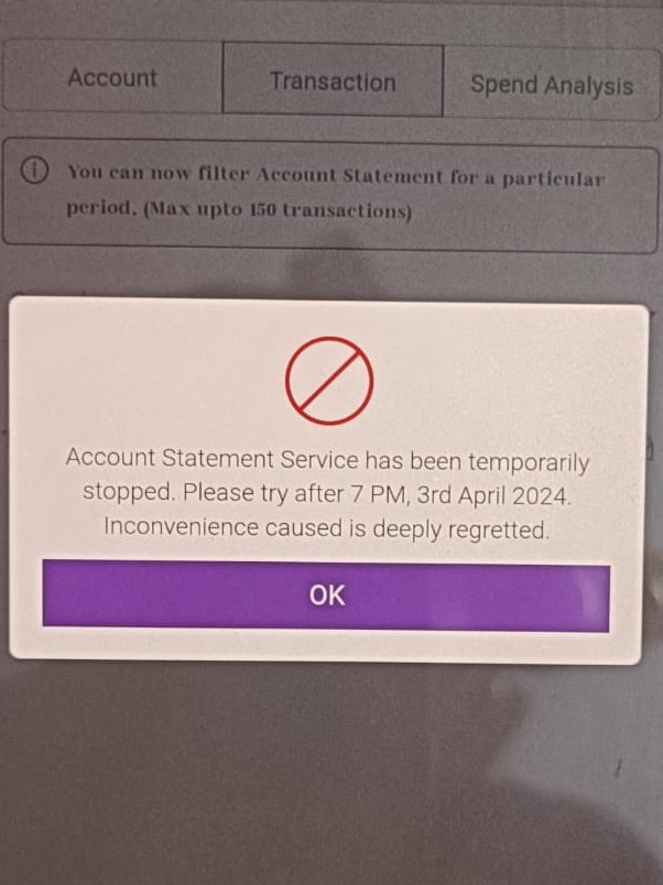 ROBINH00D1's tweet photo. @TheOfficialSBI  #Sbi #down #Error
#Balance #TransactionFail #India
Temporarily stopped, please try after 03rd April 2024.. Today is 04 October 2024. How is this possible?? #Hacked ?? https://t.co/uGHDke5G9Y