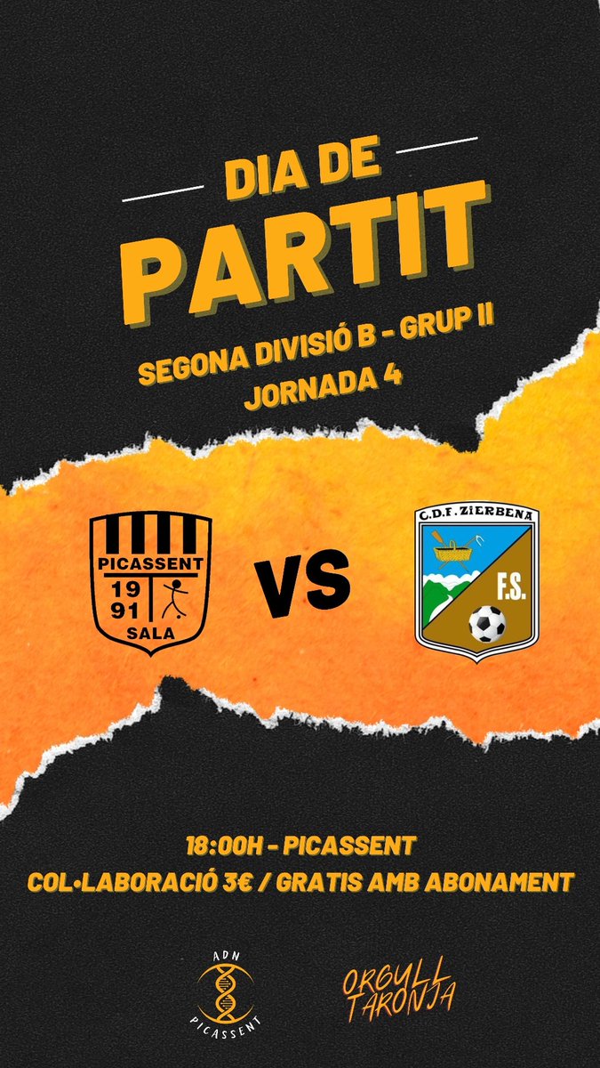 Hui rebem el CDF Zierbena en la quarta jornada de lliga. 

Anem a pels tres punts!

#OrgullTaronja