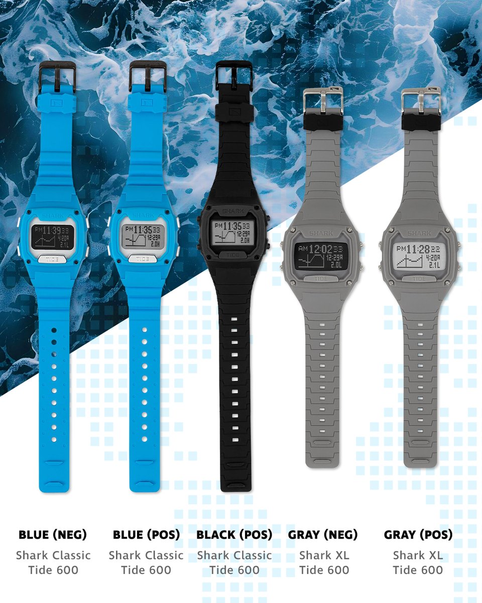 freestyle_watch's tweet photo. New XL & Classic Tide watches 🌊 Positive & negative displays with tide heights, sunrise/sunset times for 600 beaches. Customize with Tide Offset! #TideWatch #SurfStyle https://t.co/ekgz2qp73Z https://t.co/5v8BXXsNCu