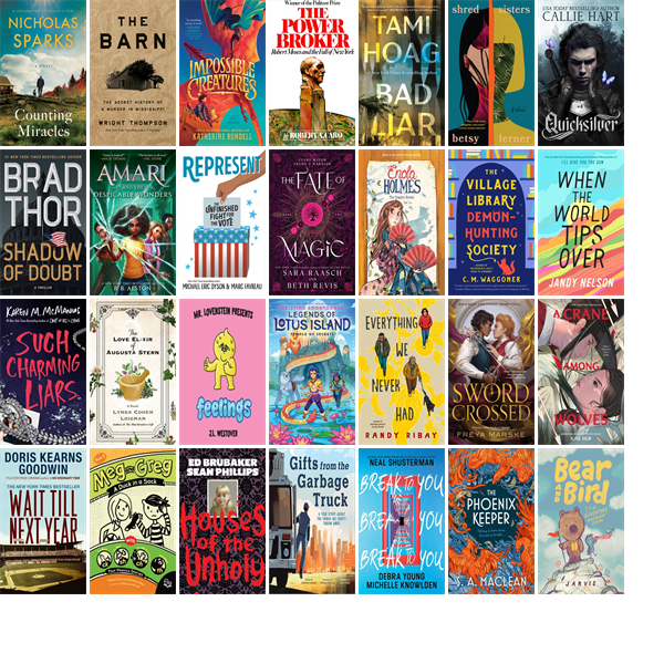 EWMLibrary's tweet photo. This week the Easthampton Public Library has 96 new books.  New items include Counting Miracles, The Barn, Impossible Creatures, The Power Broker, Bad Liar, Shred Sisters, Quicksilver, Shadow of Doubt, Amari and the Night Brothers, and Represent. https://t.co/sj4KIoKZCB https://t.co/eOnARsOWts