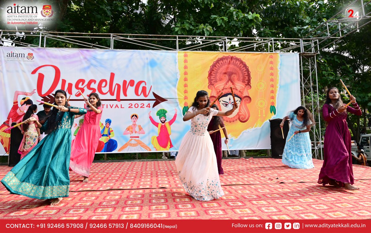 AitamOfficial's tweet photo. Dusshera Festivities Unleashed at AITAM!
Our campus has turned into a hub of joy and celebration with an unforgettable Dusshera event! Students lit up the day with mesmerizing dance performances, fun-filled activities
#aitam #aitamtekkali #collegeevent #dusshera2024 https://t.co/dxbm0dg09Q