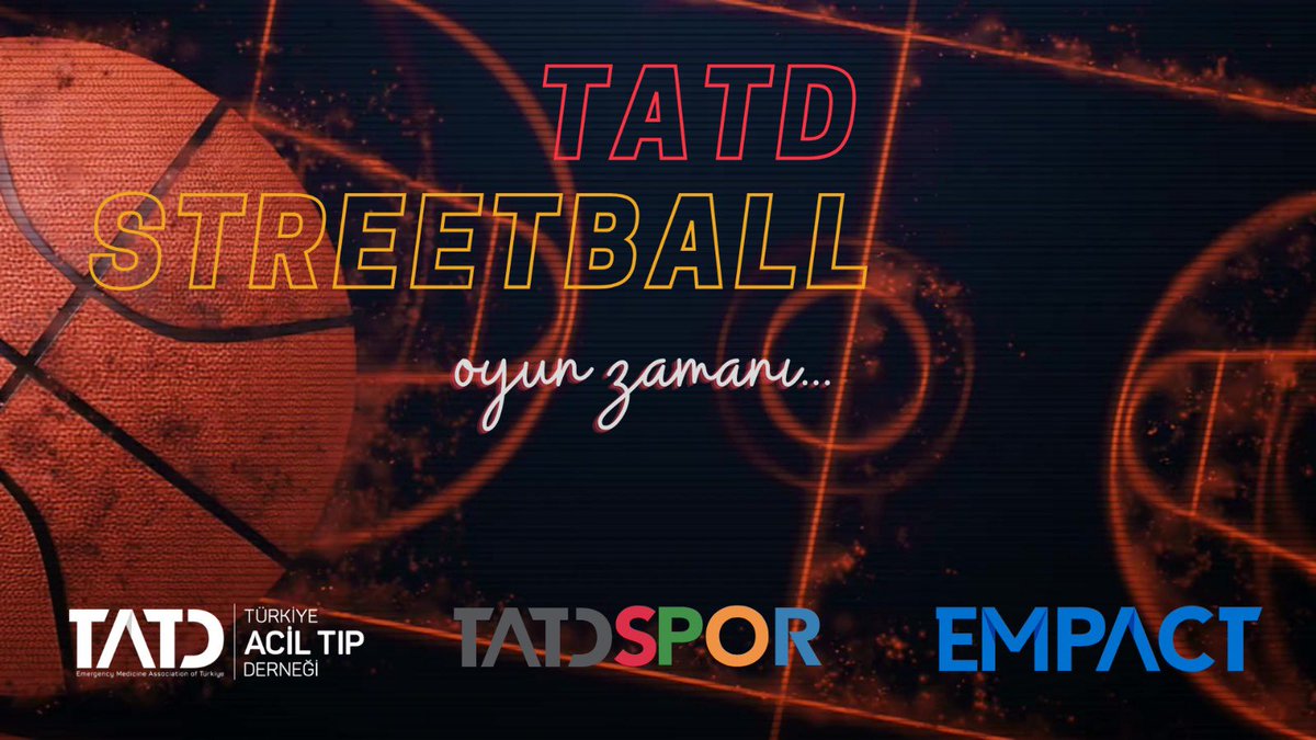 Türkiye Acil Tıp Derneği (TATD) Empact Komisyonu ve Spor Tıbbı Çalışma Grubu iş birliğiyle gerçekleştireceğimiz TATD STREETBALL turnuvasına tüm spor sever acil hekimlerini bekliyoruz.
Ön elemeler Ankara ve İstanbul’da 1 kasımda gerçekleştirilecektir. 
<a href="/TrTATD/">Türkiye Acil Tıp Derneği - TATD (EMAT)</a> <a href="/EMPACT_TATD/">EMPACT</a>