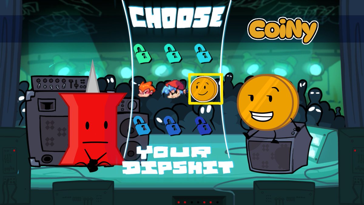OyuiArtist's tweet photo. What if coiny and pin were in fnf? Here is the answer!! #bfdi #bfdi #BFDIA15 #bfb #tpot #objectshow https://t.co/reGQliVenk