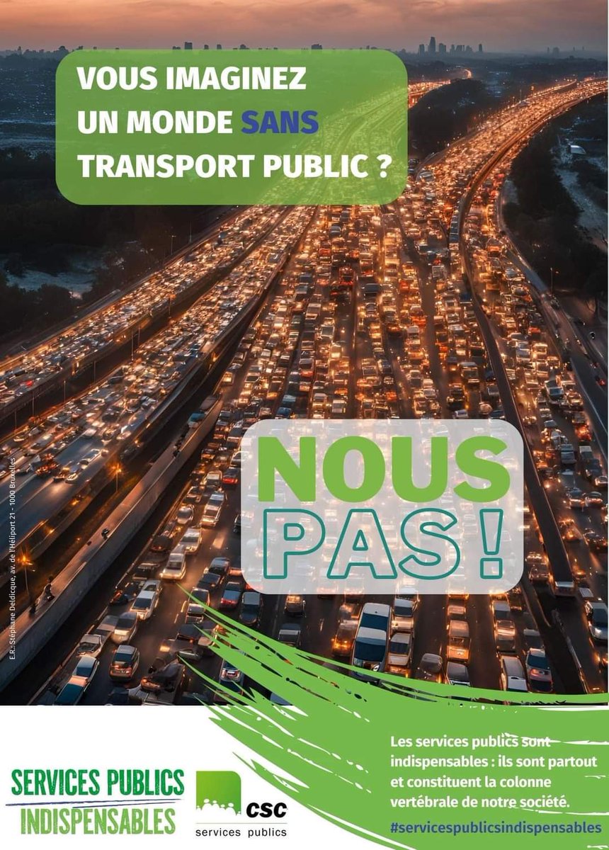 Vous imaginez un monde sans #transport public ? NOUS PAS! 
Les transports en commun sont le socle indispensable des solutions de #mobilité. Ils relient les êtres humains entre eux! <a href="/La_CSC/">La CSC</a>
#servicespublicsindispensables