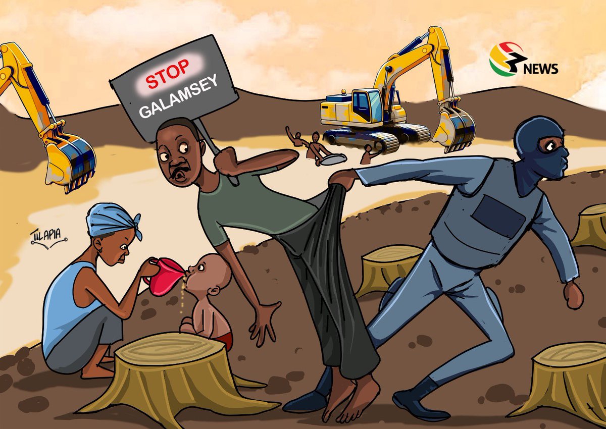 Benjamin_KBN's tweet image. The sad reality of the Galamsey fight is encapsulated in this art work. 
#StopGalamaseyNow 
#FreetheCitizens