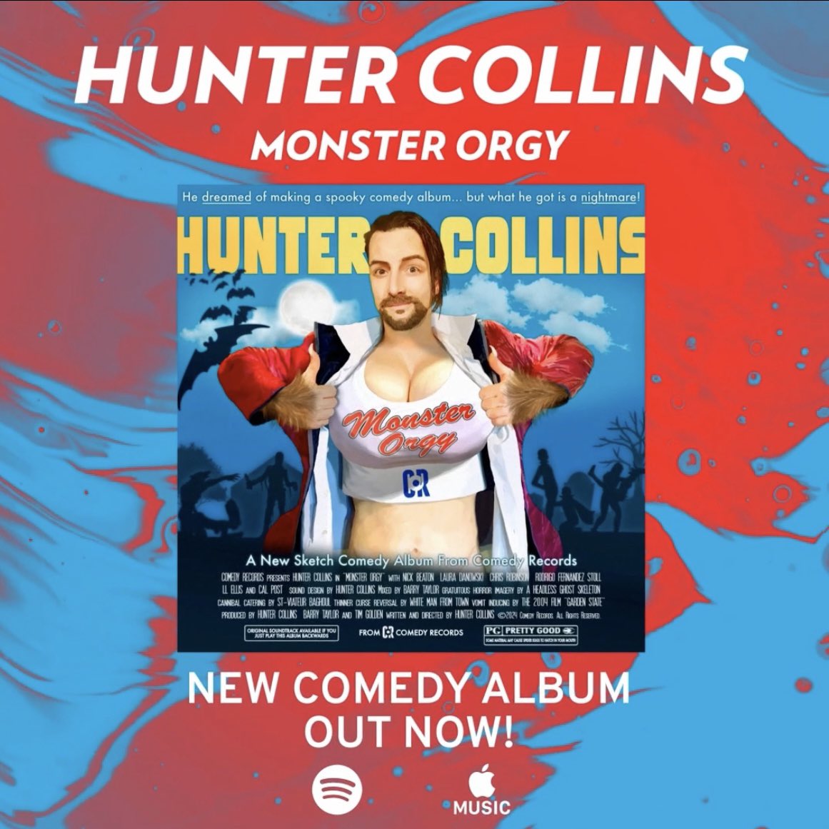 MONSTER ORGY - my new sketch comedy album, for those who LIKE a few razors hidden in their candy, is streaming everywhere now! lnk.dmsmusic.co/huntercollins_…