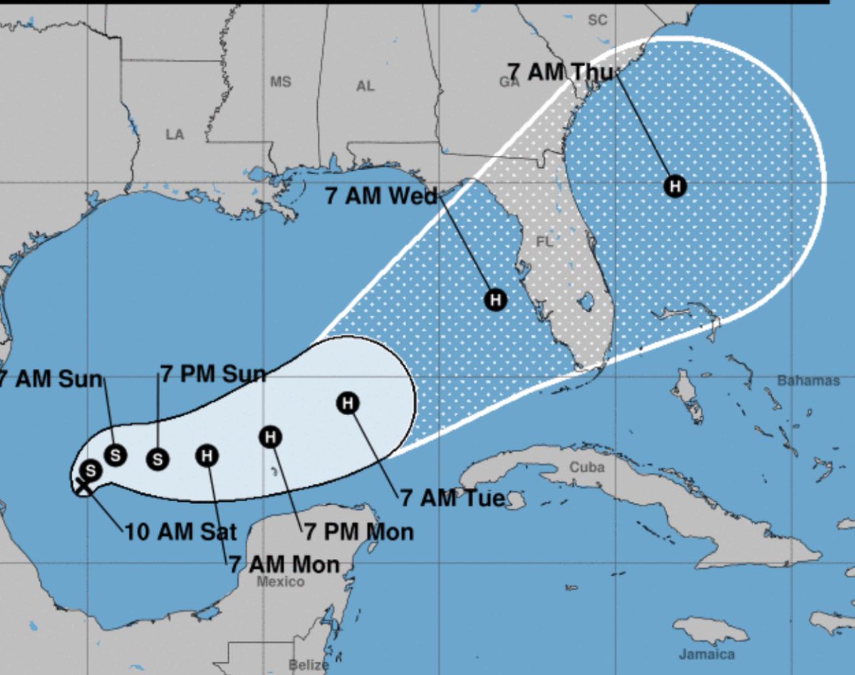 ReedTimmerUSA's tweet photo. TROPICAL DEPRESSION 14 has formed in the western Gulf of Mexico and is forecast to head toward the west coast of Florida midweek possibly even as a major Hurricane! https://t.co/yymxdvXwGd