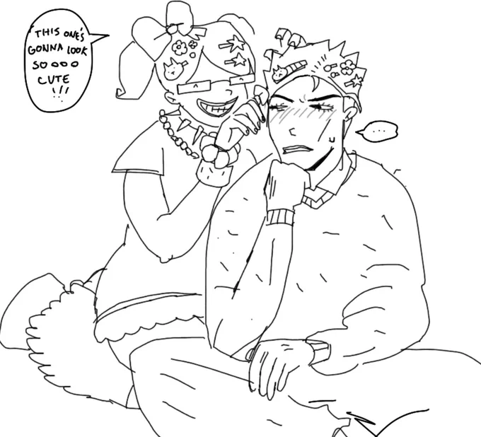 lined a sketch my bf made(on the right @mayosketch) :3 kira x izzy…kizzy 