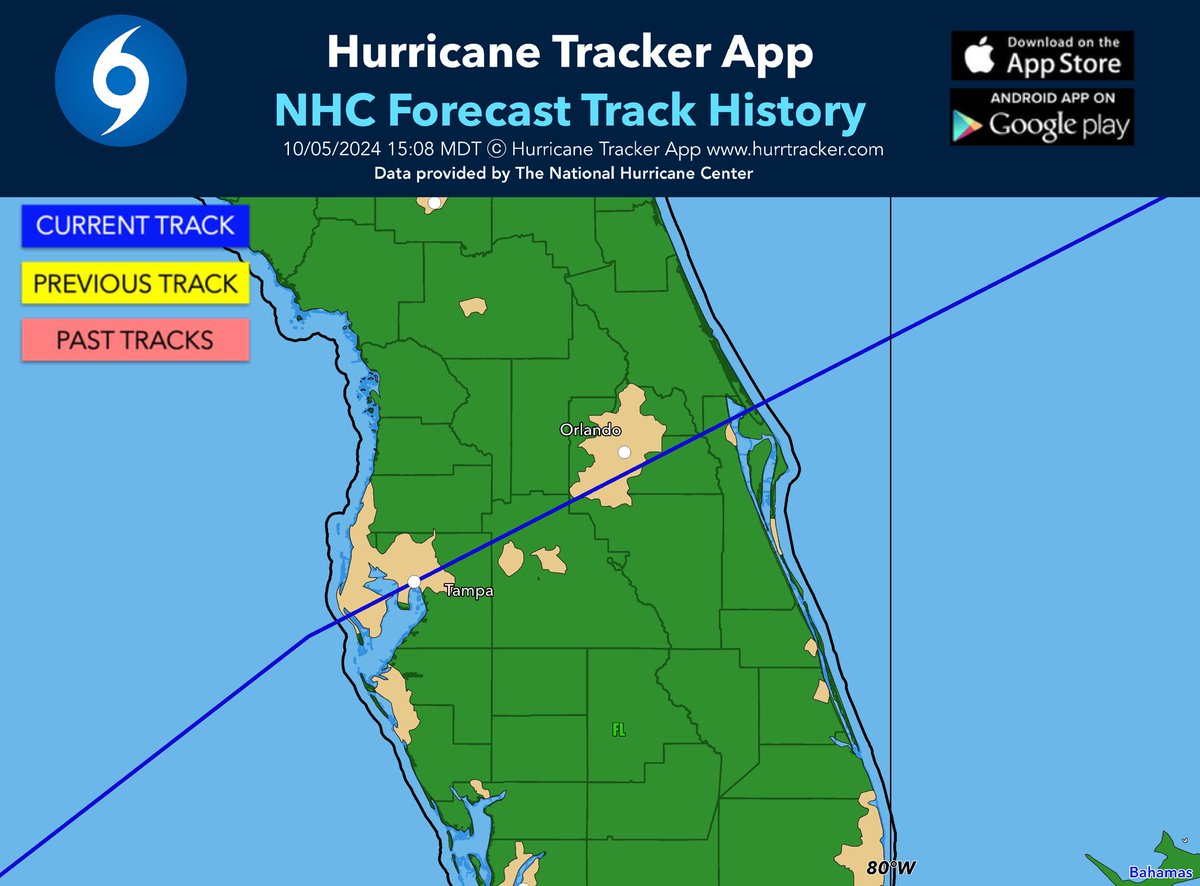 NOT liking the track going RIGHT across the Tampa and Orlando metro areas. #Milton On this track and forecast, Tampa and Orlando would receive over 100 mph winds, along with flash flooding and major surge for Tampa and the central west coast of FL. Not a good scenario at all.