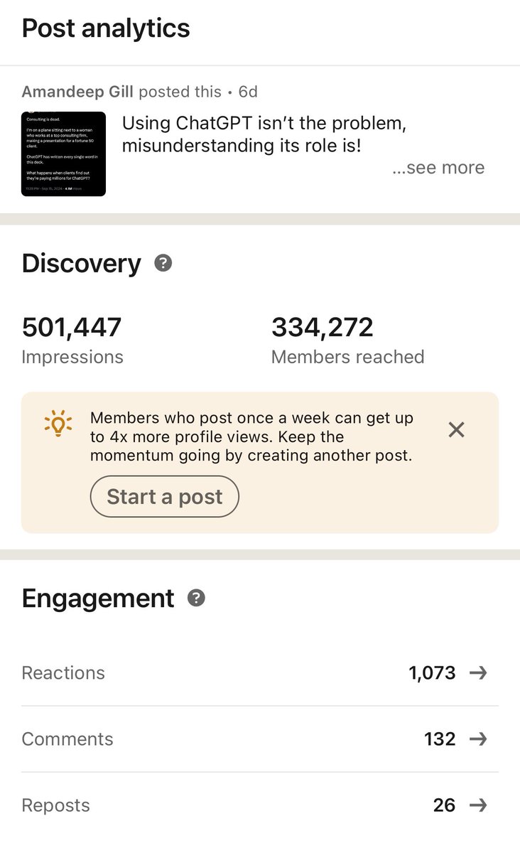 My LinkedIn post got 500k views 🤯

Can someone suggest how to continue with the streak of high visibility posts? 

#linkedin #viral #post