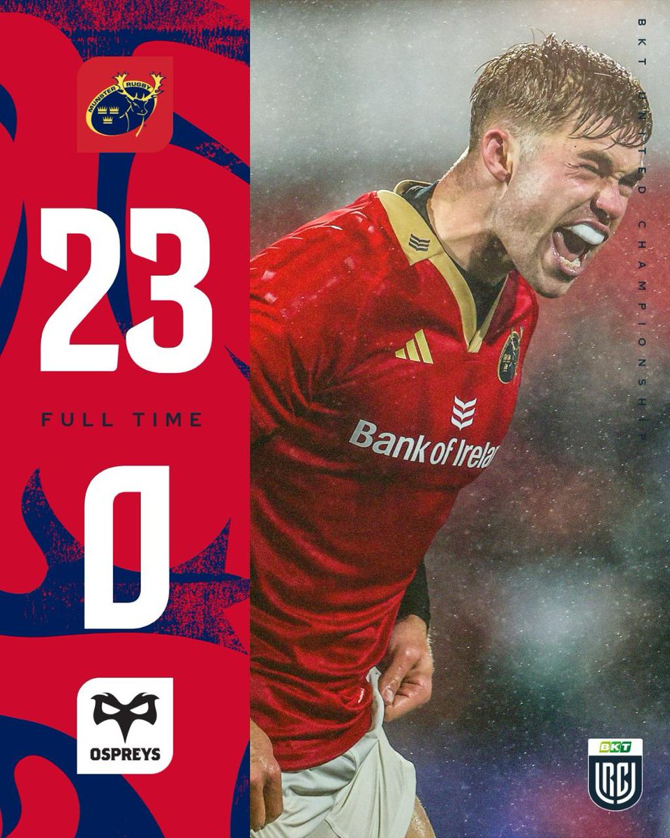 URCOfficial's tweet photo. Magnificent @Munsterrugby 💥

#BKTURC #URC | #MUNvOSP https://t.co/V625q7j9kC
