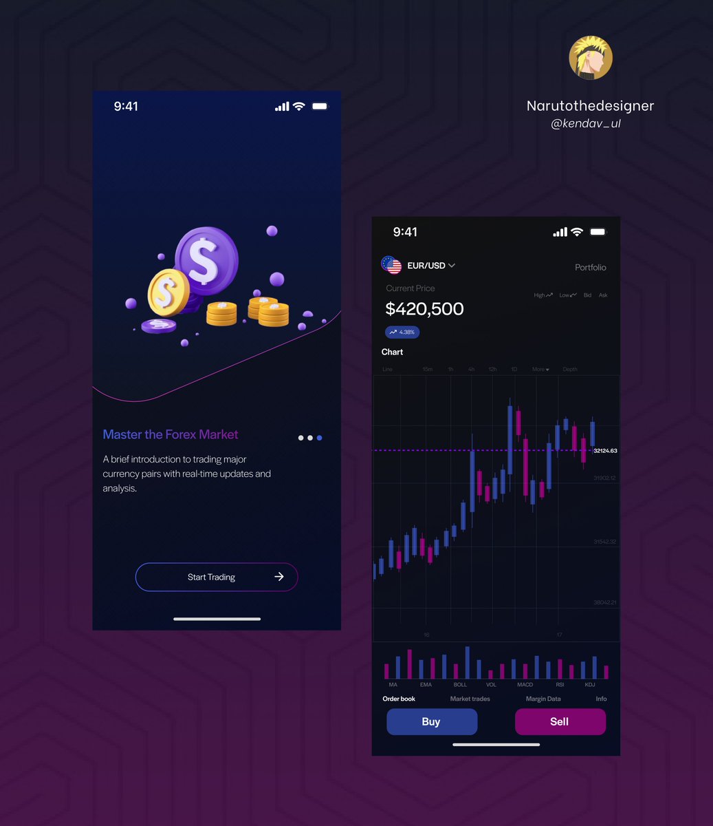 Kendav_UI's tweet image. yeah, guess what, it&apos;s day 30 guys, and today marks the end of the 30 days design challenge... #30daymobbindesignchallenge
Task: Design  forex  trading screen that shows live market data and helps you track your trades....please like my work and let me know what you think..