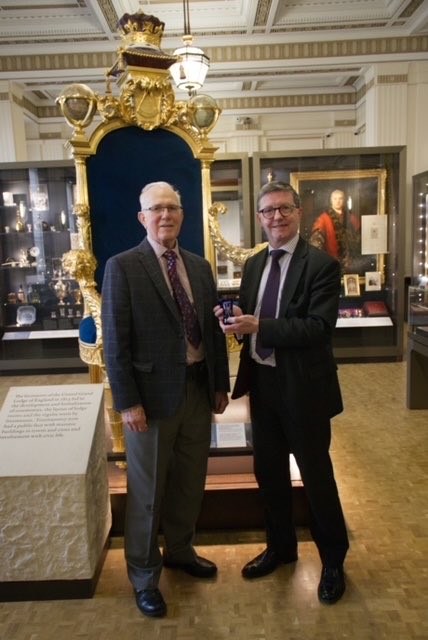 chalkyputterill's tweet photo. Dr Mark Dennis being presented with one of the the 5 firing glasses from   W Bro Tony Putterill https://t.co/sJWVpRpYbs