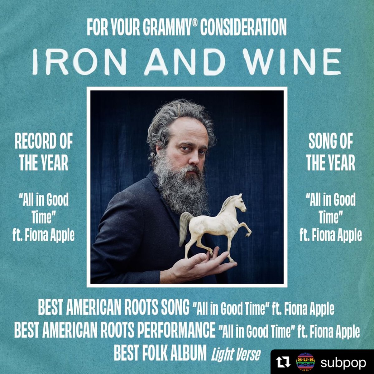 Honored to have drummed &amp; banged on a hub cap on Light Verse 🫶🏼🎶🥁 <a href="/IronAndWine/">Iron & Wine</a> <a href="/subpop/">Sub Pop Records</a>