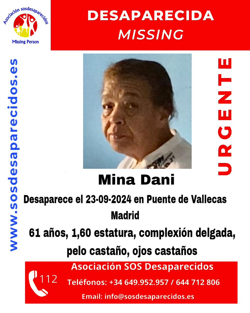 🆘 DESAPARECIDA
🟠 Persona Vulnerable
#sosdesaparecidos #Desaparecido #Missing #España #Madrid #Vallecas
Fuente: sosdesaparecidos
Síguenos <a href="/sosdesaparecido/">ALERTA DESAPARECIDOS</a>