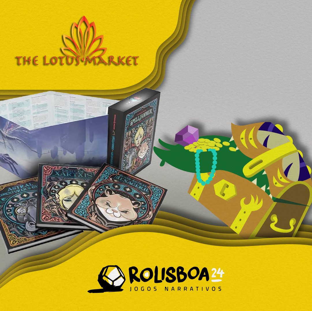 rolisboa's tweet photo. Caros aventureiros, a @the_lotus_market contribui para a edição deste ano como apoiante do nosso baú com:
- 1 exemplar de Spelljammer (D&D) com capa alternativa.
#rolisboa #rlx #blx #thelotusmarket https://t.co/GRtUJ2UqAG