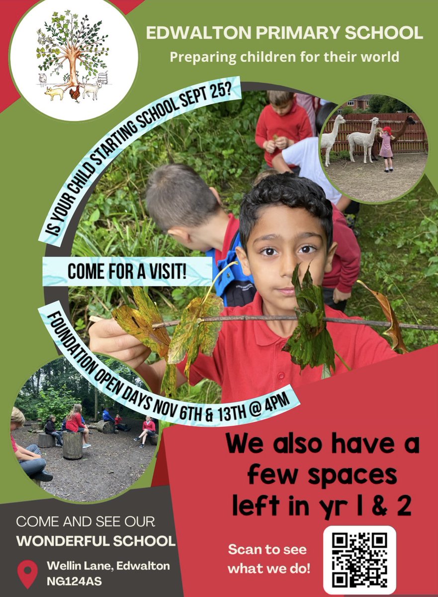 Is your child starting school in September 2025? Come to our open day on Nov 6th or 13th and be part of something special at Edwalton #schoolplaces #primaryschool