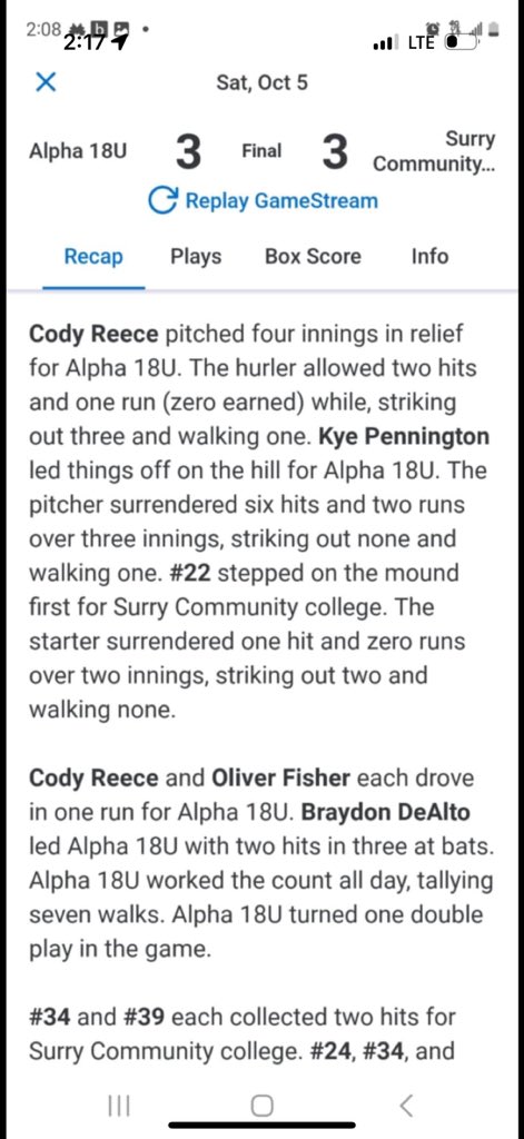 Cody Reece (@codyreece02) on Twitter photo Good Outing Today vs. a solid Surry Community College Team. <a href="/nrv_tigers/">NRV Tigers</a> <a href="/CchsBBcavs/">CCHS_Cavaliers_Baseball</a> <a href="/NRCCBaseball/">Muskies Baseball</a> <a href="/costa2226/">Brandon Costa</a> <a href="/UncommittedUsa/">UncommittedPlayersUSA</a> <a href="/VarsityVirgini1/">Virginia Varsity Baseball</a> Good Outing Today vs. a solid Surry Community College Team. <a href="/nrv_tigers/">NRV Tigers</a> <a href="/CchsBBcavs/">CCHS_Cavaliers_Baseball</a> <a href="/NRCCBaseball/">Muskies Baseball</a> <a href="/costa2226/">Brandon Costa</a> <a href="/UncommittedUsa/">UncommittedPlayersUSA</a> <a href="/VarsityVirgini1/">Virginia Varsity Baseball</a>