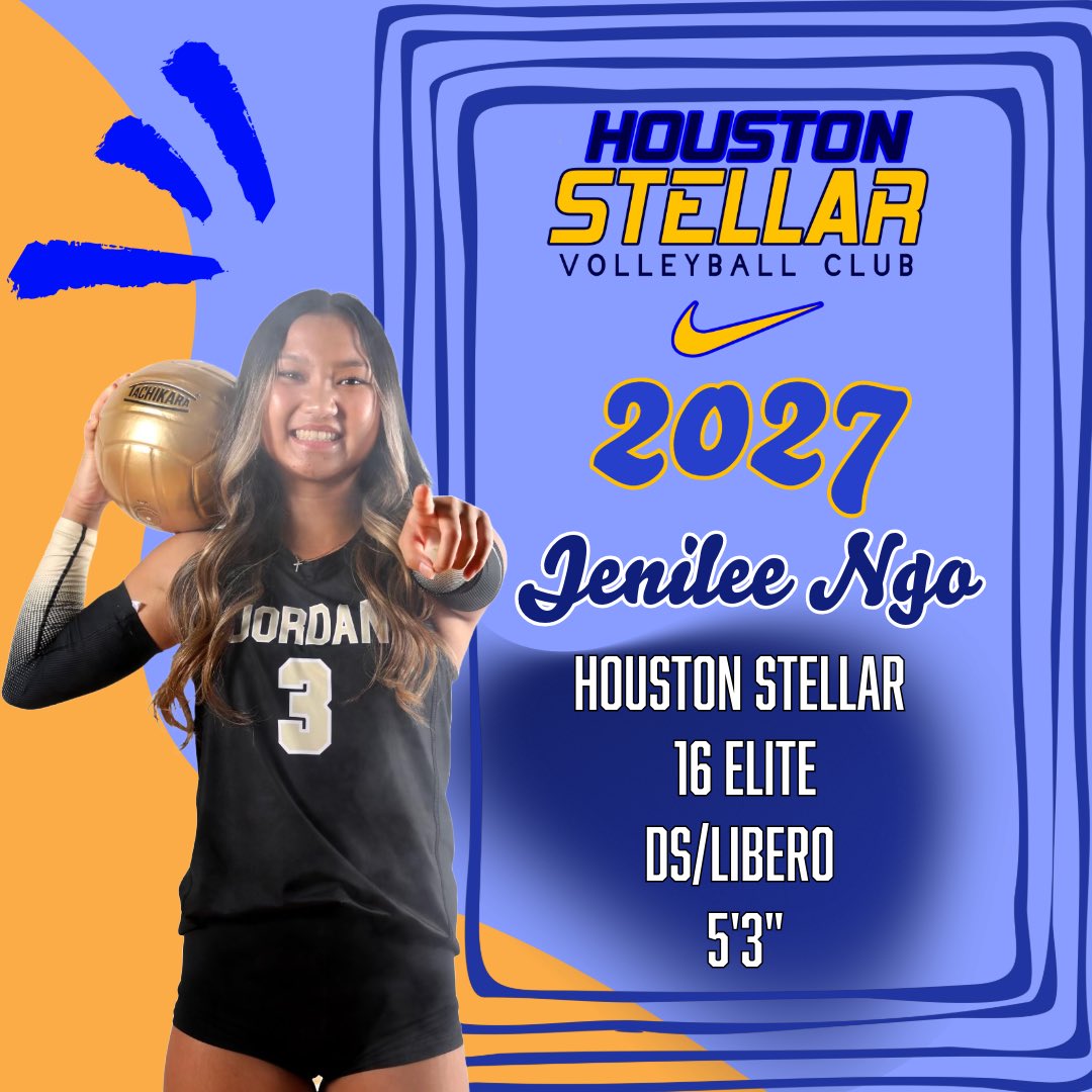 houstonstellar's tweet photo. ✨‼️2️⃣0️⃣2️⃣7️⃣‼️✨ Athlete Spotlight💙💛
Jenilee Ngo • DS/Libero • 5’3” • Jordan HS
Houston Stellar 16 Elite • Sports Recruits profile: https://t.co/cROyNCl2xf
#bestellar #uncommitted2027 #ncaavolleyball #naiavolleyball #earnednotgiven https://t.co/3fuTnDNedy