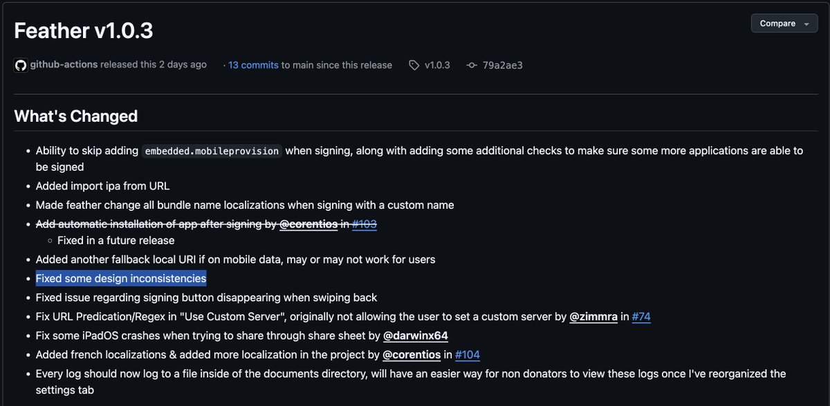 ZeeIpaLibrary's tweet photo. Feather v1.0.3 Released

free on-device iOS application manager/installer

Download Now : 
https://t.co/wteWzSZuEo

Added import ipa from URL
Fixed some design inconsistencies
More

Please ❤️And Share

#feather #ios #sideloader https://t.co/xwDPQaQr9T