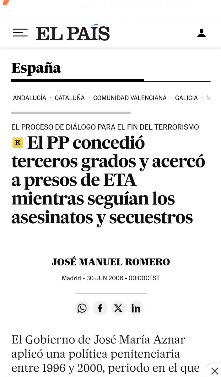 <a href="/elespanolcom/">EL ESPAÑOL</a> Hemeroteca para Aznar que pretendía ser generoso con ETA si abandonaban las armas. O cuando dijo que los preferían haciendo política en el Congreso que violencia con las armas. Menudo falso e hipócrita el señor de la guerra de Irak que nos valió el mayor atentado islámico .