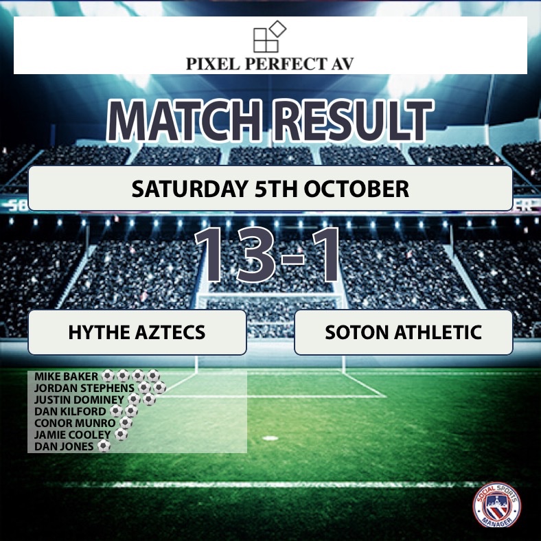 hytheaztecs's tweet photo. Full time result
Hythe Aztecs 13-1 Soton Athletic
Back to winning ways, Justin scores goals.
#UpTheAztecs🟢⚫️ https://t.co/n8YnYHc8Gw