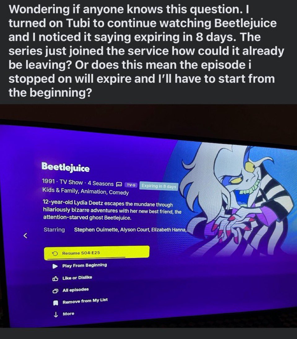 Me when Tubi had the beetlejuice cartoon not even for a Full month 🙃