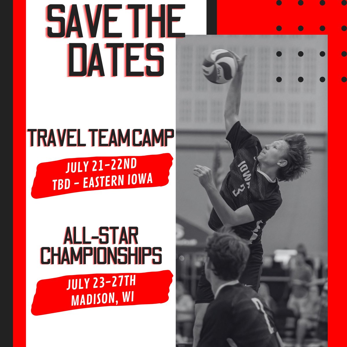 2025 All-Star USA All-Star Volleyball Championships will be in Madison, WI!  Mark your calendars for July 21-22nd for our travel team camp &amp; the All-Star Championships will follow on July 23-27th!