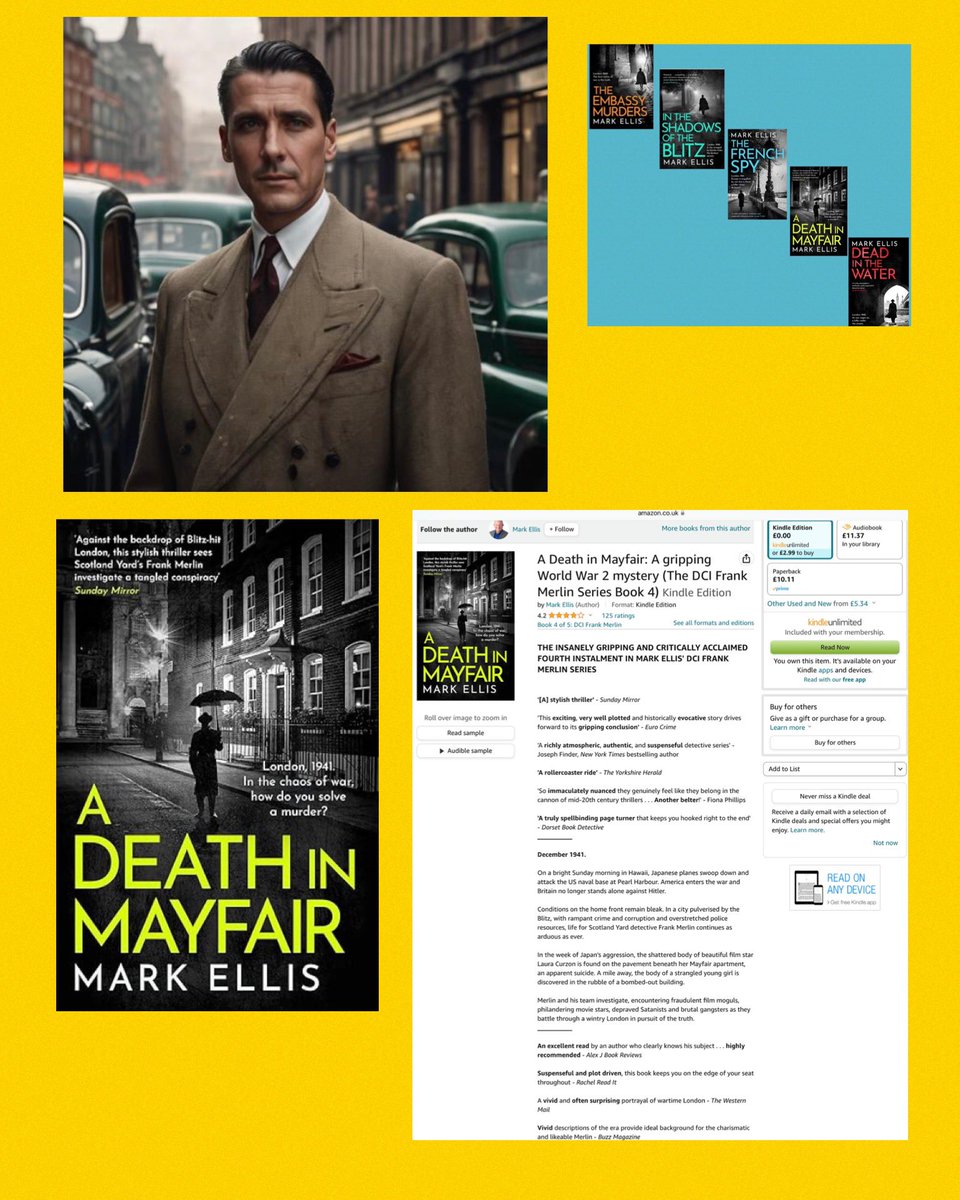 London. December 1941. The shattered body of a beautiful film star is found on the pavement beneath her Mayfair apartment. #FrankMerlin investigates.
#ADeathInMayfair is  No.4 in the DCI Frank Merlin series.
#HistoryWritersDay24