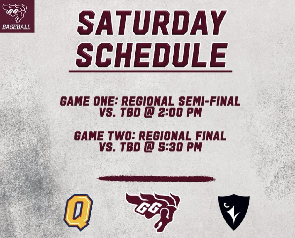 Saturday Regionals Schedule 🔥🐎!

- - - 

Programme régional de samedi 🔥🐎!

 #HorseBaseball 🐴⚾️ | #GGNation 🐎