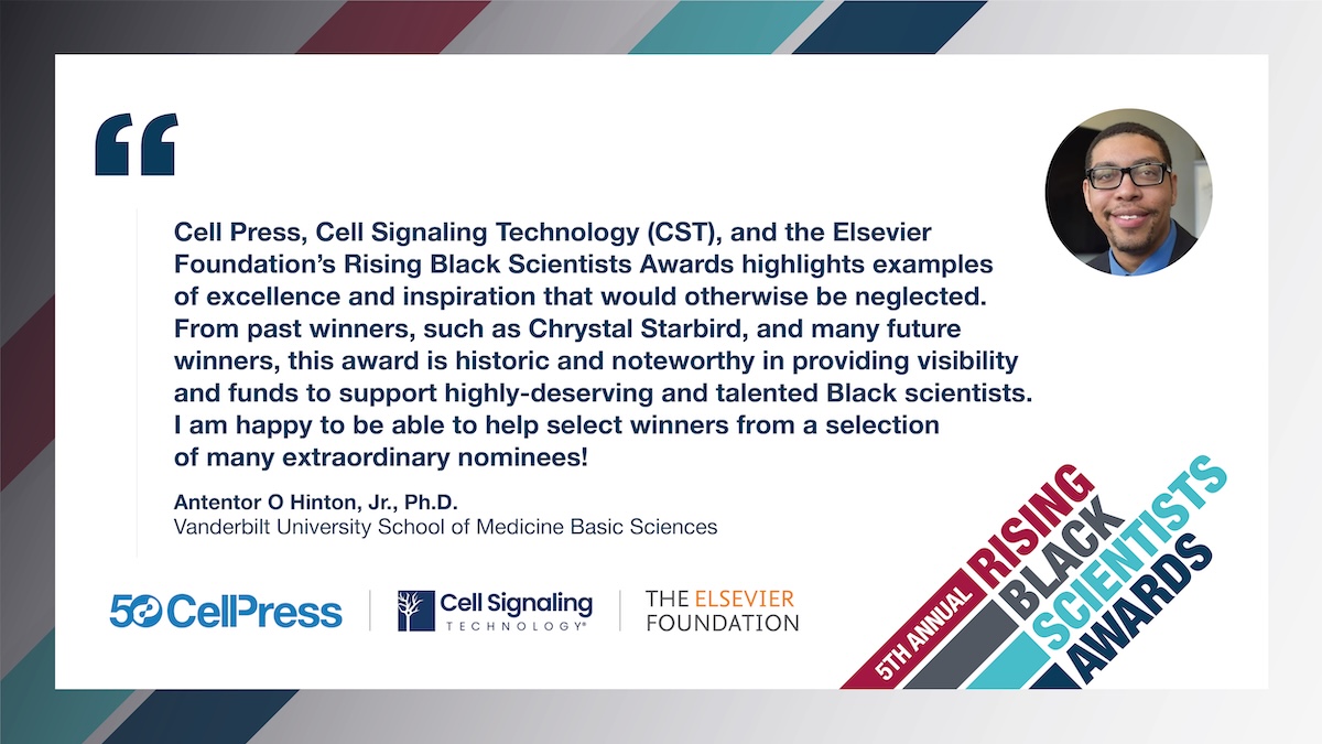 We are pleased to welcome Dr. Antentor O Hinton, Jr. as an academic advisory board member for the 5th annual #RisingBlackScientistsAwards!

Learn more about how to #apply: cell.com/diversity/awar…
Deadline Oct. 31st

Supported by #CellPress <a href="/CellSignal/">Cell Signaling Technology</a>, &amp; <a href="/ElsFoundation/">The Elsevier Foundation</a>.