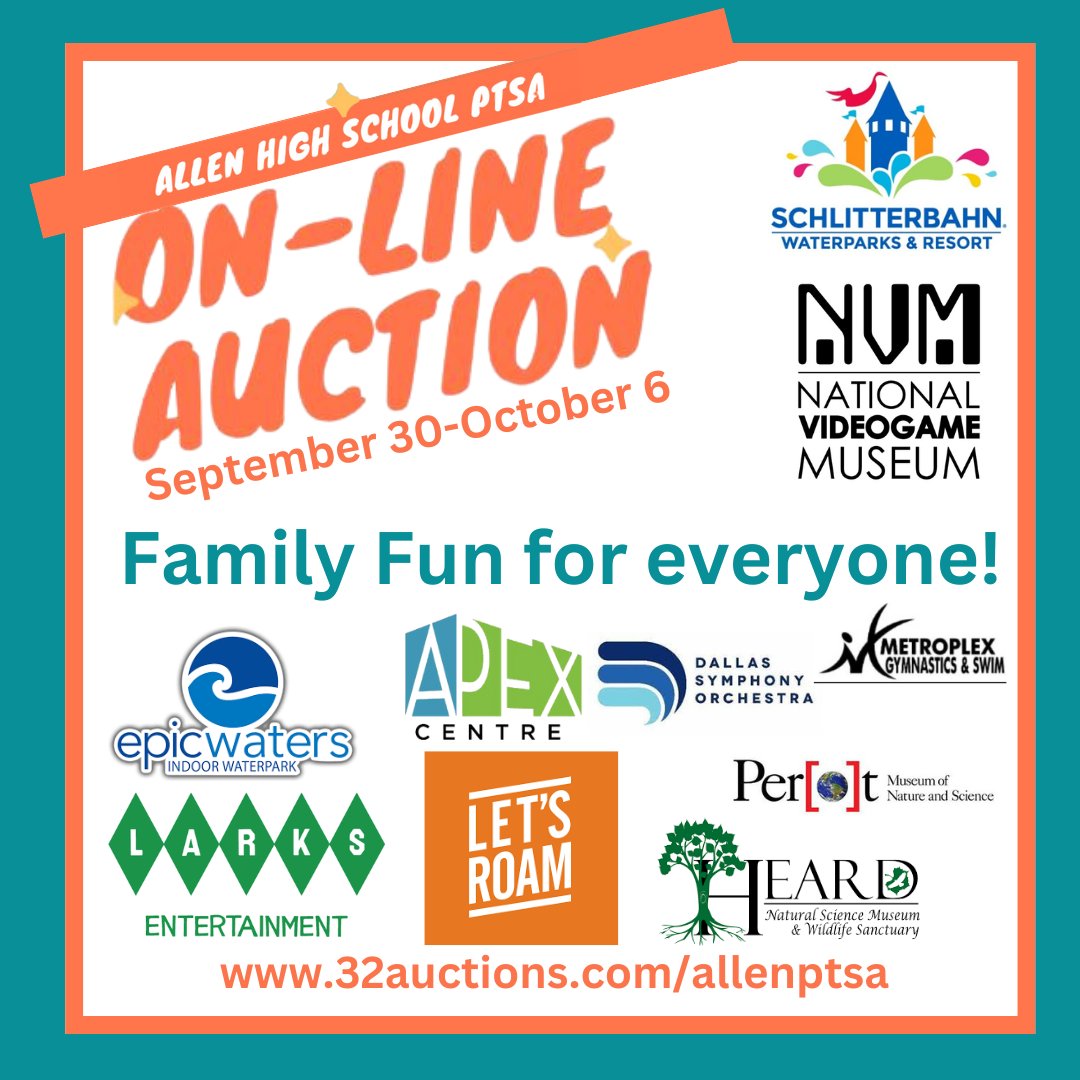 AHS LFC PTSA (@allenptsa) on Twitter photo 📢Auction Alert! Just 2 days left to bid in our Silent Auction! We've got items for everyone. 32auctions.com/allenptsa
<a href="/AllenHS_Eagles/">Allen High School</a> <a href="/LFCEagles/">LFCEagles</a> <a href="/TheAHS_STUCO/">AHS Student Council</a> <a href="/PrincipalAHS/">Matt Russell</a> <a href="/TheAHSEagle/">Eagle News Media</a> 📢Auction Alert! Just 2 days left to bid in our Silent Auction! We've got items for everyone. 32auctions.com/allenptsa
<a href="/AllenHS_Eagles/">Allen High School</a> <a href="/LFCEagles/">LFCEagles</a> <a href="/TheAHS_STUCO/">AHS Student Council</a> <a href="/PrincipalAHS/">Matt Russell</a> <a href="/TheAHSEagle/">Eagle News Media</a>