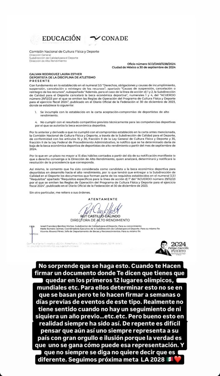 LE QUITAN BECA A LAURA GALVÁN 🚨

URGE CAMBIAR REGLAS DE OPERACIÓN EN @CONADE