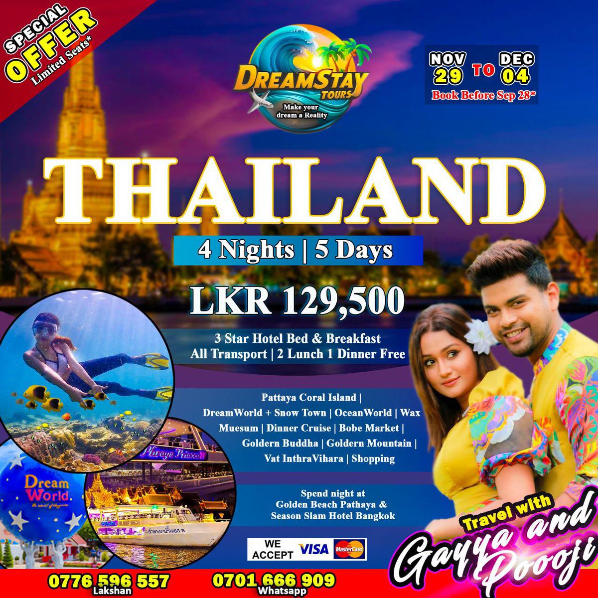 GayanGuyya's tweet photo. November 29 ඉඳන් December 4 වෙනකන් දවස් 5 ක් Bangkok &amp; Pathaya tour එකක් යමුද? 
(තව 8 දෙනෙක්ට විතරයි Chance එක තියෙන්නෙ. ඒ නිසා ඉක්මනින්ම Tickets book කරන්න)
More details - 0776596558 or 0701666909 (Whatsapp) https://t.co/saCbAZ8i9J