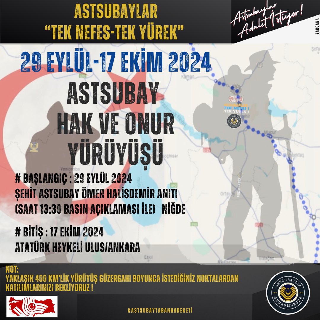 Her defasında en kolay ötelenen ve görmezden gelinen haklar, Astsubayların tazminat ve ek gösterge hakları olmuştur.  

Söz verilmesine rağmen!..

#AstsubayaAdaletYürüyüşü 
<a href="/RTErdogan/">Recep Tayyip Erdoğan</a> 
<a href="/TBMMresmi/">TBMM</a> 
<a href="/TSKGnkur/">TSK</a> 
<a href="/tcsavunma/">T.C. Millî Savunma Bakanlığı</a> 
<a href="/eczozgurozel/">Özgür Özel</a> 
<a href="/dbdevletbahceli/">Devlet Bahçeli</a> 
<a href="/HMBakanligi/">T.C. Hazine ve Maliye Bakanlığı</a>