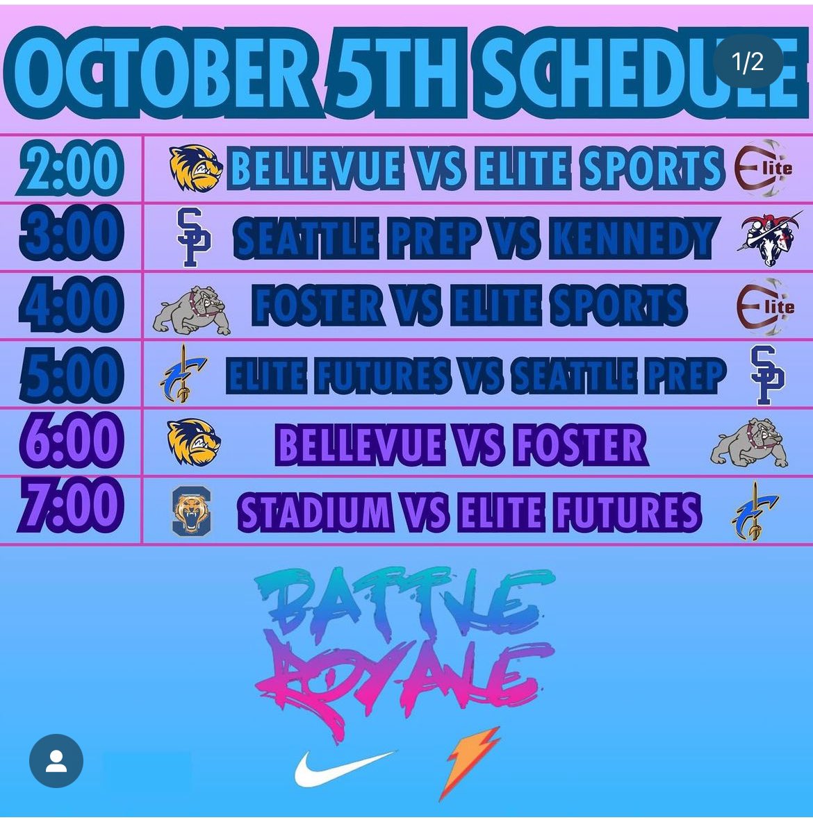 First Fall League games of the year! 2pm and 6pm at Chief Sealth International High School.
