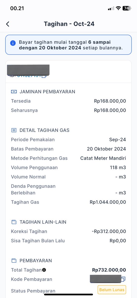andreaviolitaa's tweet photo. Dibuat pusing sama tagihan gas @Gas_Negara sumpah demi Allah. Sblm bocor pipa tagihan 78ribuan, saat bocor 300rban, setelah diperbaiki 156rban, diminta catat mandiri karena takutnya setelah bocor angka meteran hanya mengambil RATA-RATA pemakaian saja. 
Alhasil 700rb skg. Jelasin https://t.co/LDaLlXcadm
