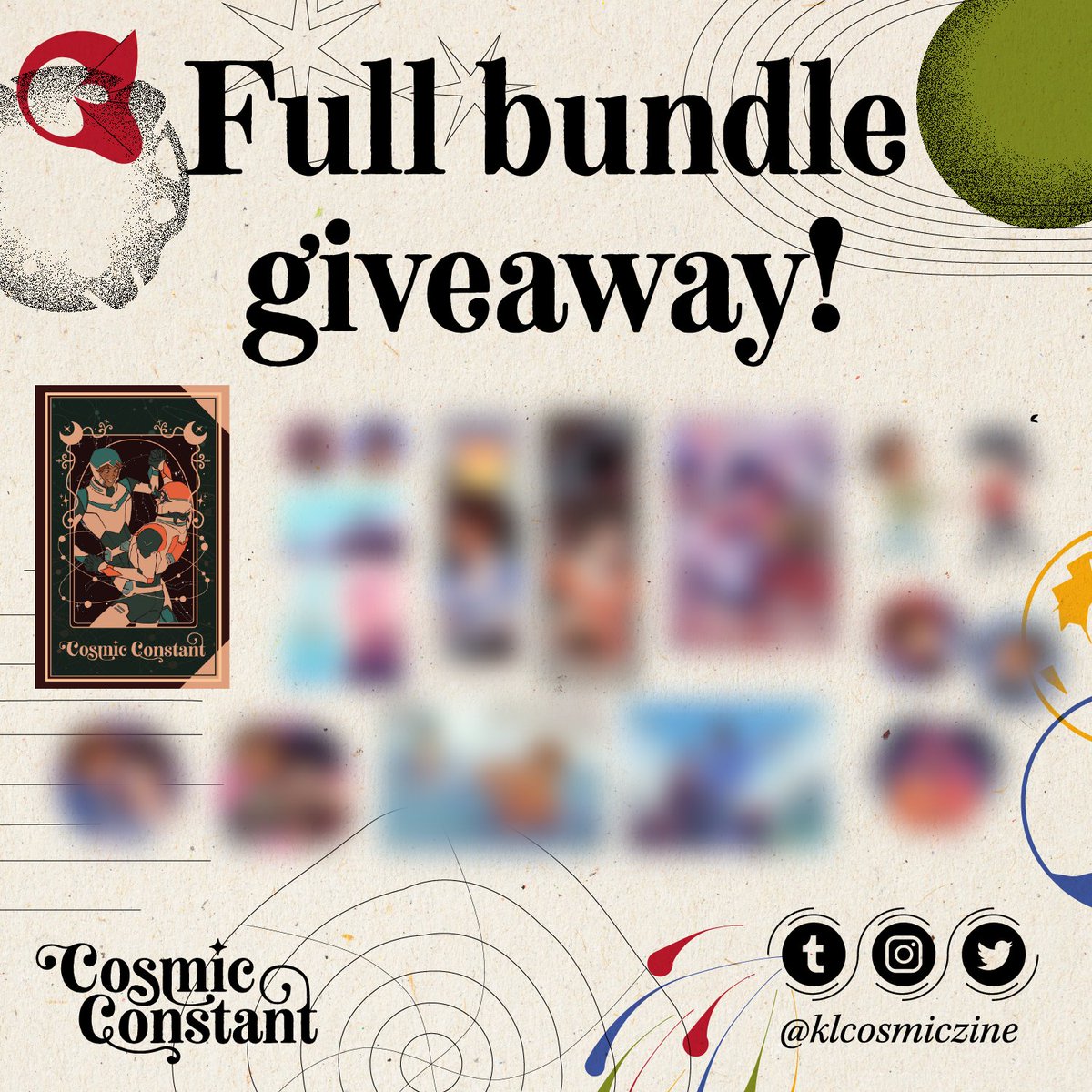 klcosmiczine's tweet image. Do you want to win a full bundle of Cosmic Constant? Good news, you can! To enter just make sure you're following us, and retweet this post.   You have until October 12th to join! A single winner will be randomly selected and contacted before preorders open on the 14th 🌟